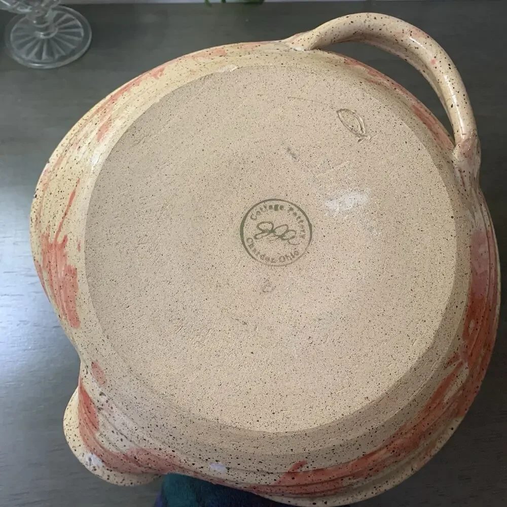 Cottage Pottery Vertical Chicken Roaster, With Spout and Handle, Glazed